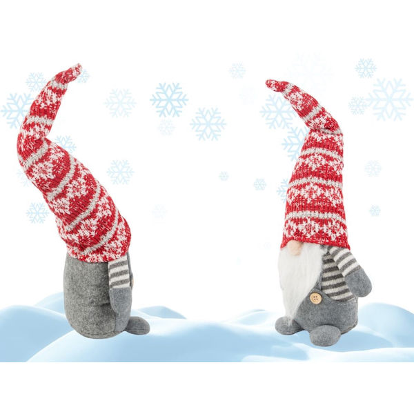 Juldekoration tomte grå 38 cm med formbar luva
