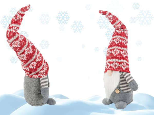 Juledekoration nisse grå 38 cm med formbar hue