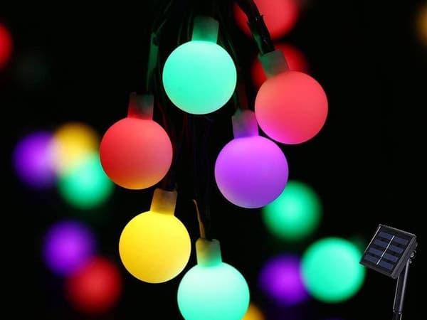 Aurinkokäyttöinen valosarja 20 LED moniväri 4,5 m 8 tilaa
