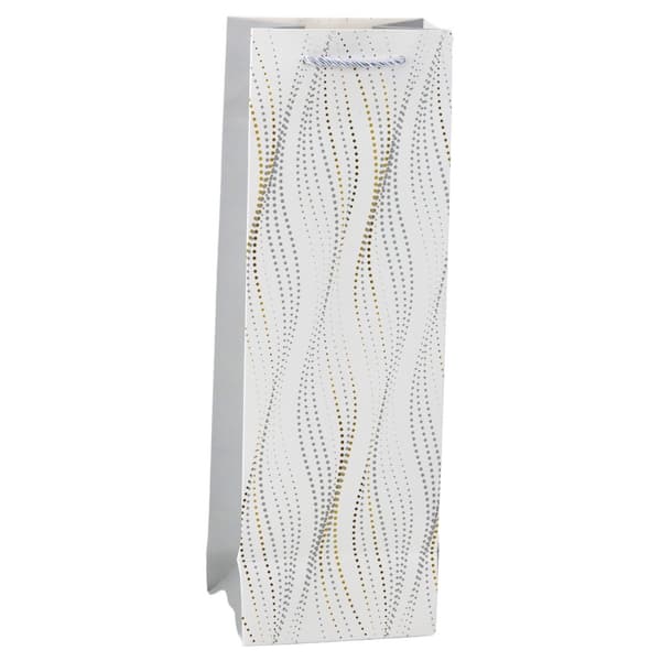 Gavepose til flaske 35x12x9 cm karton med bølget mønster 1-pak
