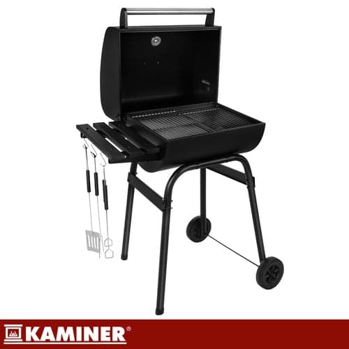 Kulgrill med låg og termometer 117x82x51 cm sort