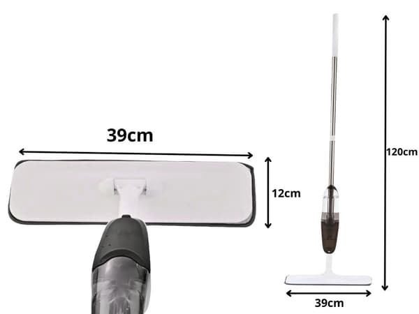 Fladmoppe med sprøjteflaske 350 ml og 3 mikrofiberklude 120 cm
