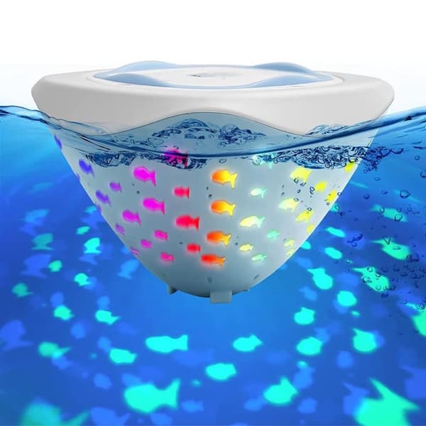 Kelluva LED-vesilamppu IP68 kala-aiheella, 6 tilaa, AAA-paristo