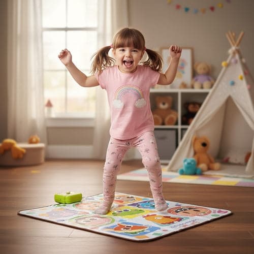Interaktiv dansemåtte til børn 82x65 cm med LED, klaver, 4 tilstande 3+