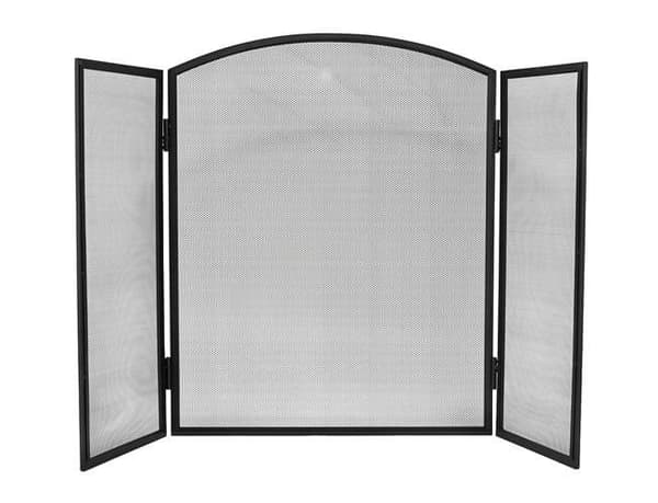 Eldstadsskydd gnistskydd 118x76 cm svart stål, 3-delat vikbart