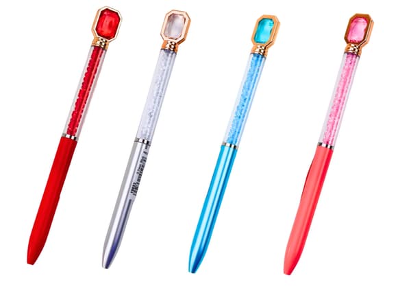 Kulspetspenna med diamantdekor blått bläck 48-pack (rosa/blå/röd/silver)