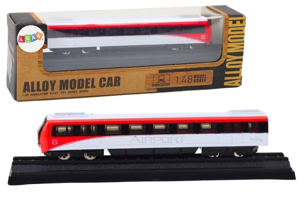 Modeltog i metal 1:48 rød/hvid 15 cm samlermodel CE EN71 3+