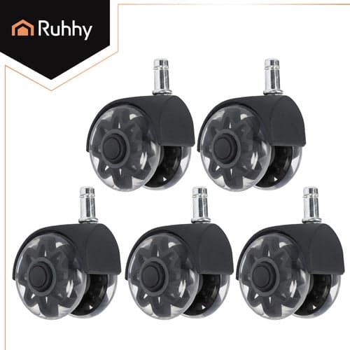 Stolshjul 5-pack svängbara tysta PU 11x22 mm spindel svart