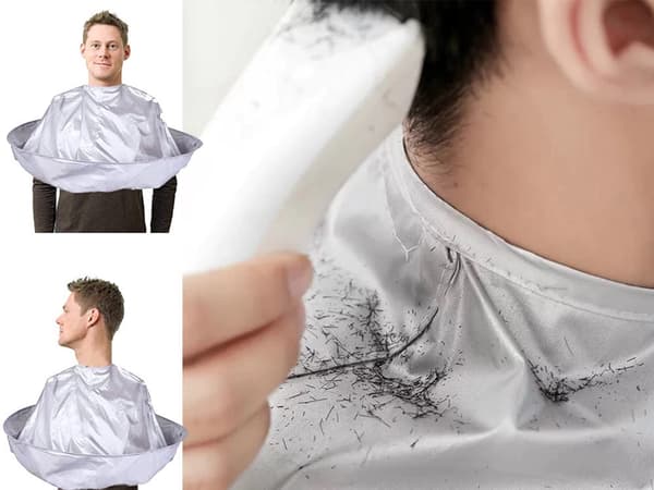 Hårklipningskrave universal med velcrolukning polyester sølv Ø56 cm