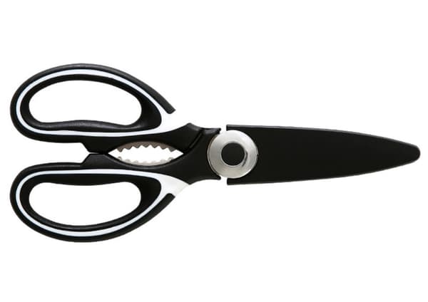 Multifunktionell kökssax 20,5 cm med mikrotandat blad och bladskydd