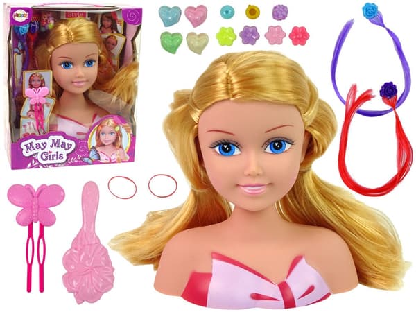 Dockhuvud för hårstyling med tillbehör, blond, 3+ år