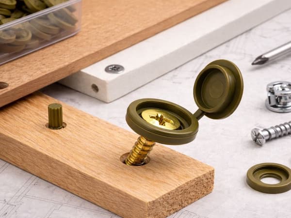 Skruvskydd låsbara plast guld 13 mm 100-pack för skruvhuvuden