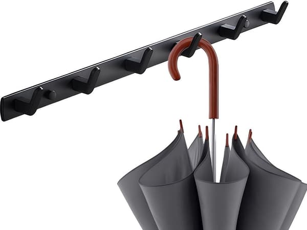 Væghængt knagerække 6 kroge metal sort 54,5 cm