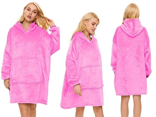 Vilttihuppari huppulla ja taskulla one size, rosa