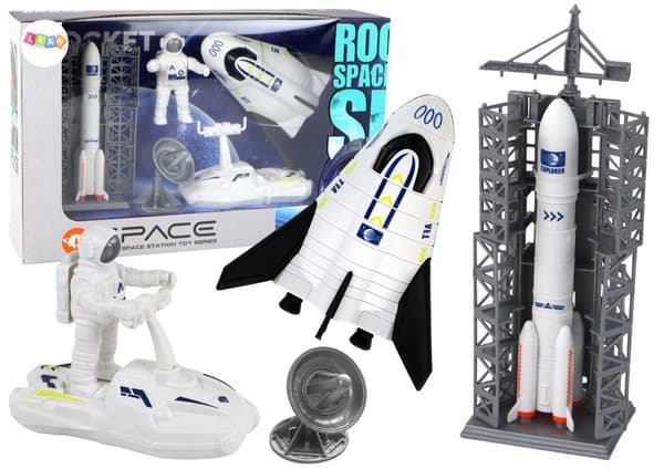Rymdleksak set 5 delar med astronaut, raket, rymdfarkost & satellit