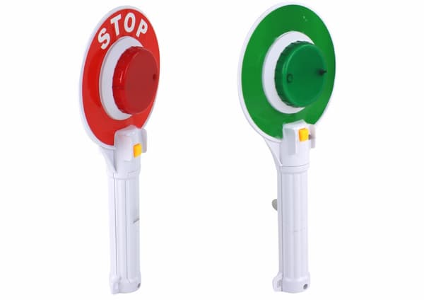 Polis trafikljus-lollipop leksak med ljus, dubbel-sidig, 23 cm