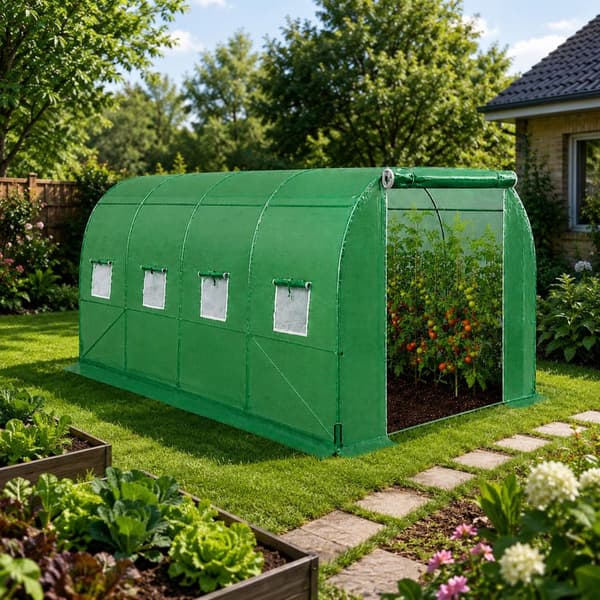 Polytunnel växthus 4,5x2x2 m 9 m² PE 140 g UV4 8 fönster
