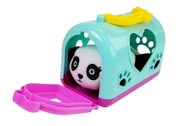 Pehmopanda kuljettimella 13,5 cm – valitse väri (vit/blå, rosa/lila)