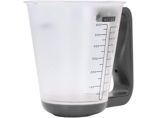 Digital köksvåg med mätkopp 600 ml 1000 g LCD svart
