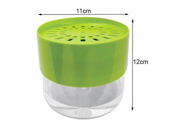 Sæbedispenser med opvaskesvamp 500 ml grøn plast 12x11 cm