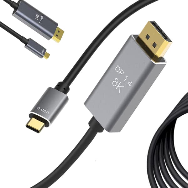 DisplayPort 1.4 til USB-C-kabel 1,8 m 8K 60 Hz guldbelagt