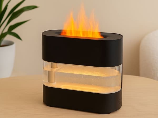 Ultralydsluftfugter 300 ml med LED-flammeeffekt aromaterapi USB-C