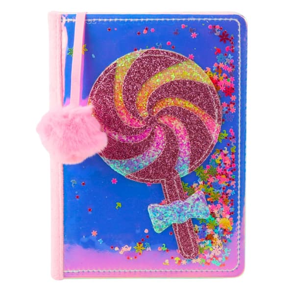 Notesbog A5 80 sider linjeret holografisk konfetti lollipop