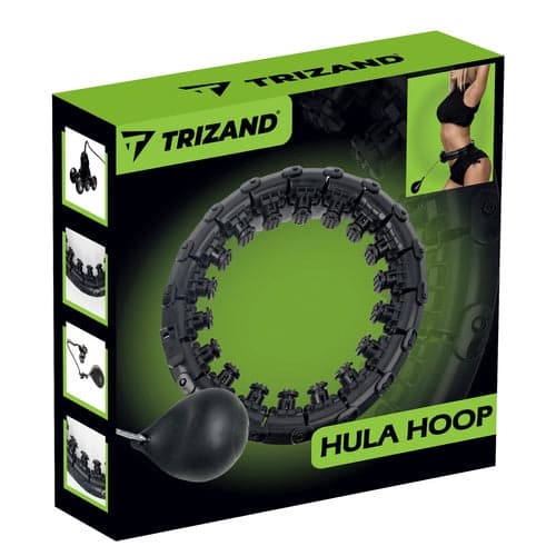 Vægtet hula hoop med massageknopper 24 segment 1,2 kg sort
