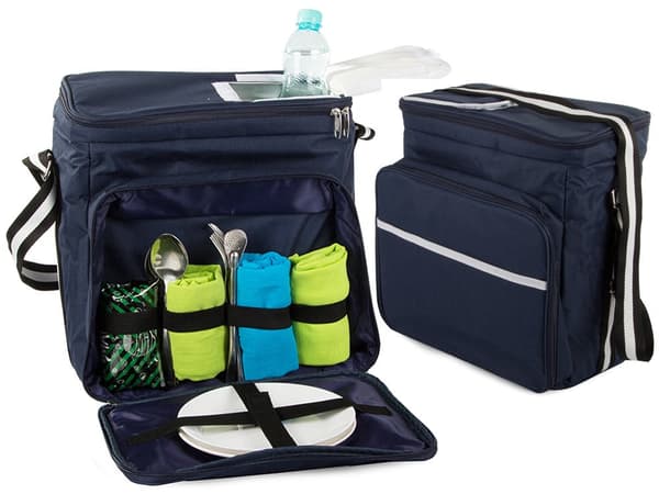 Termotaske picnic 33x33x24 cm isoleret marineblå/sort tilfældig farve