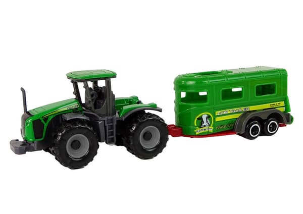 Legetøjstraktor med vogn grøn 17 cm, plast, 3+ år