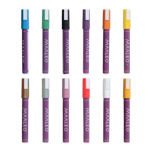 Akrylmärkare 12-pack 8 ml vattenfasta pennor för glas, tyg, sten