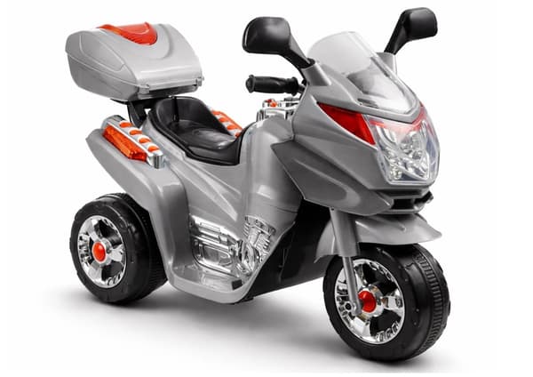 Elmotorcykel för barn 3+ 6V batteridriven 3-hjul silver