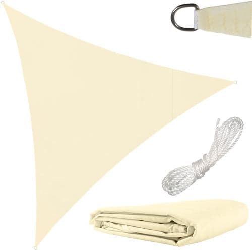 Solsejl trekant 3x3x3 m beige polyester 120 g/m² inkl. reb