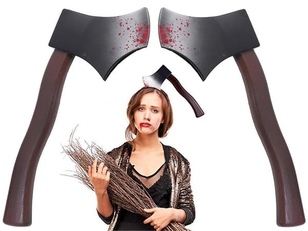 Halloween-huvudband med yxa plast brun universal 27 cm