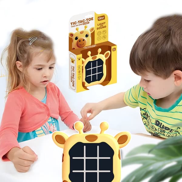 Elektroniskt spel 3-i-1 Tic Tac Toe/Parspel/Memory Girafftema