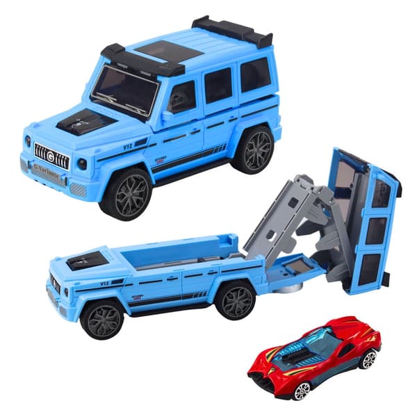 Off-road legetøjsbil 20 cm med udklappelig bane & launcher + lille bil