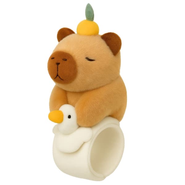 Håndledsrem med plysch capybara, snaplås, 23 cm, gåsetema