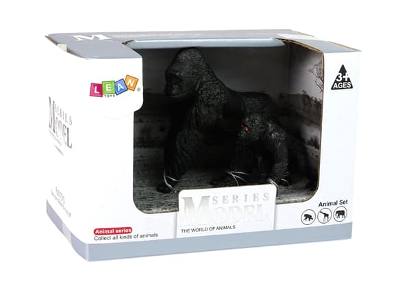 Gorillafiguriner 2-pack i plast, vuxen + unge, 11 cm, 3+ år