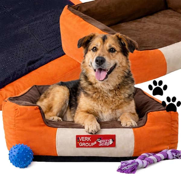 Hundbädd/kattbädd polyester halkfri botten orange strl M 70x55 cm