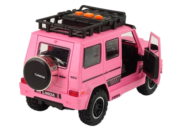 Offroad-leluauto vaaleanpunainen 25 cm kitkatoiminto, ääni & valo 3+