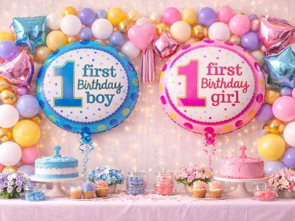 Folieballon tal 1 First Birthday 45 cm, tilfældig farve, 1 stk