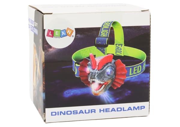 Pandelampe til børn dinosaurie 3 LED 2 indstillinger justerbar rem