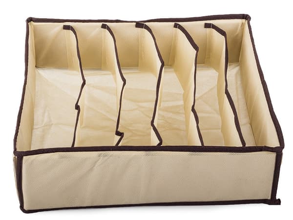 Undertøjsorganisator til skuffe 6 rum 34x30x10 cm beige
