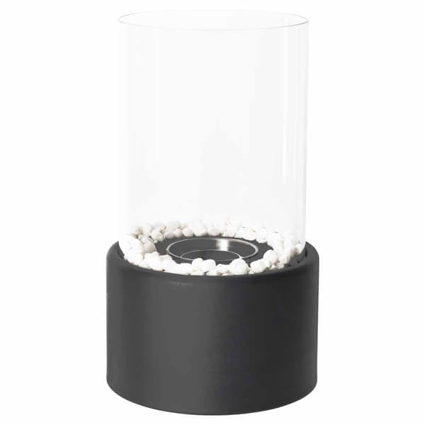 Fritstående biopejs biofuel mat sort 27,5 cm med beskyttelsesglas