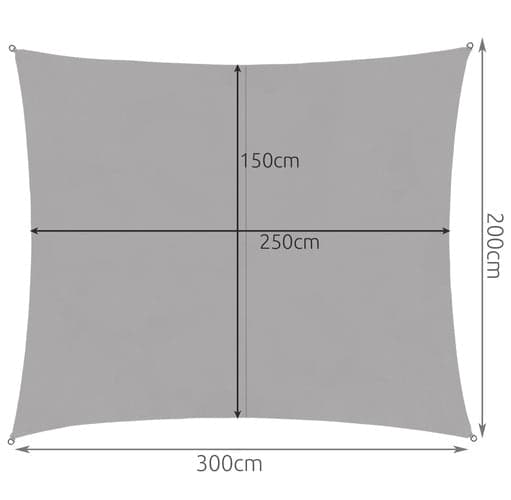 Solsegel rektangulärt 3x2 m grå polyester 120 g/m² inkl. snöre