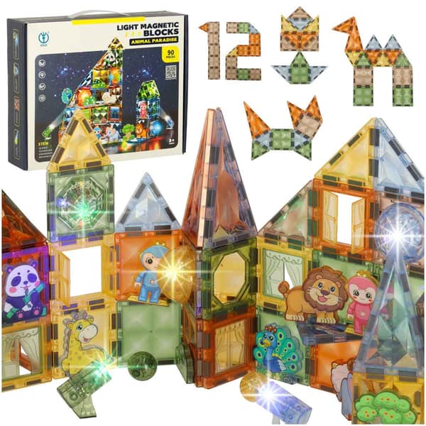 Magnetiska byggblock 90-pack med glow in the dark, 3+ år