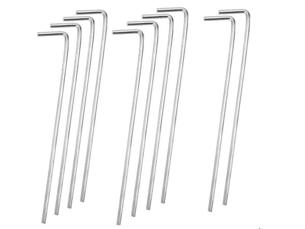 Telttakiilat terästä 24 cm, 10-pack, hopea, Ø4 mm