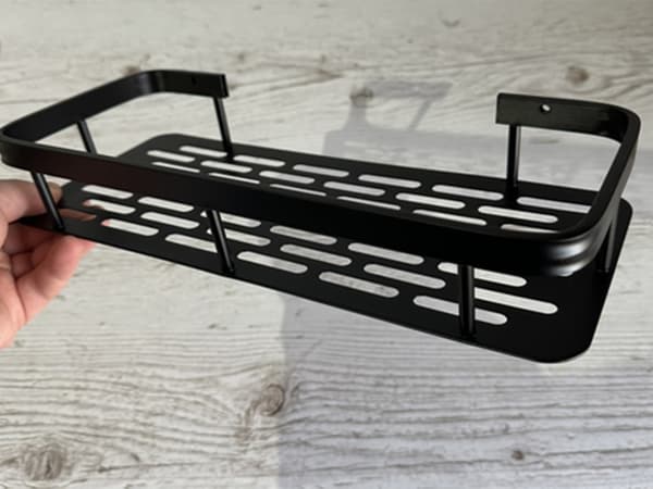 Væghylde metal sort 40x13x4 cm med selvklæbende montering