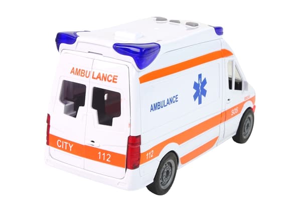 Interaktivt legetøjsambulance med båre 25 cm, lyd/lys, åbningsbare døre
