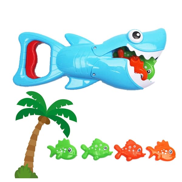 Badleksakset haj med flytande plastfiskar och växter, 30 cm